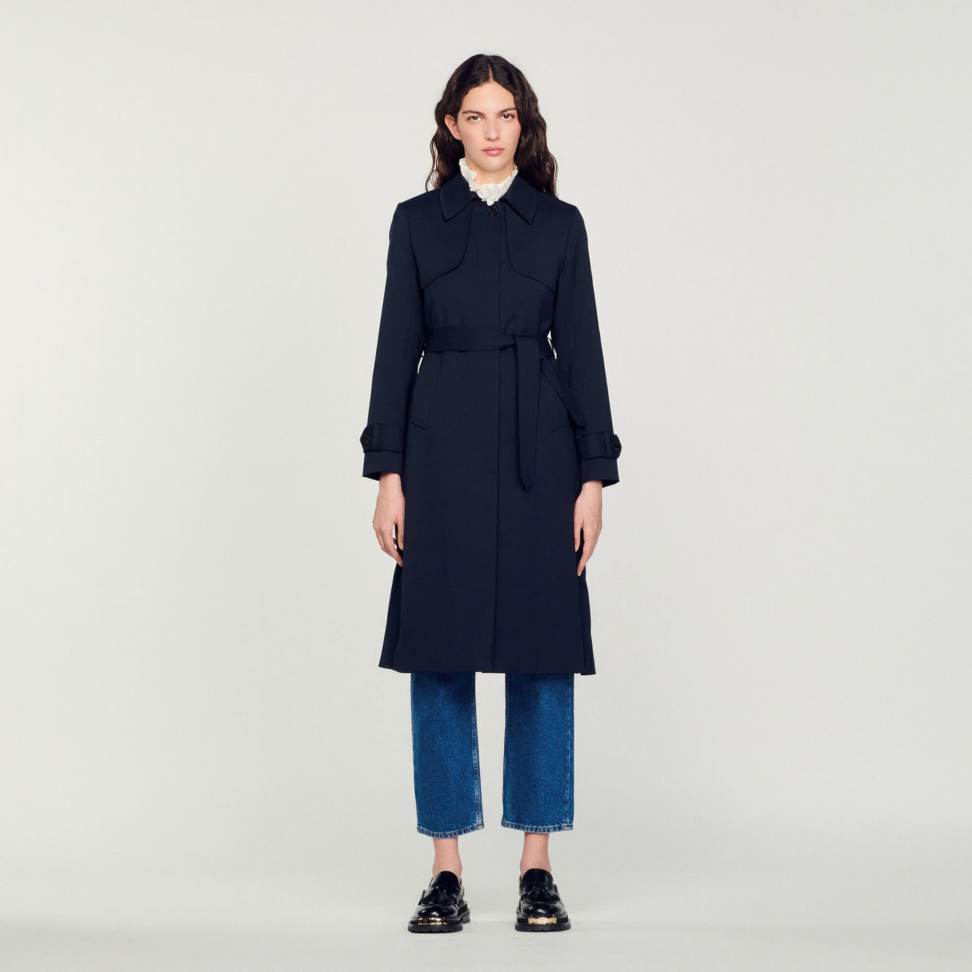 TRENCH COAT WITH PLEATED INSET - 3