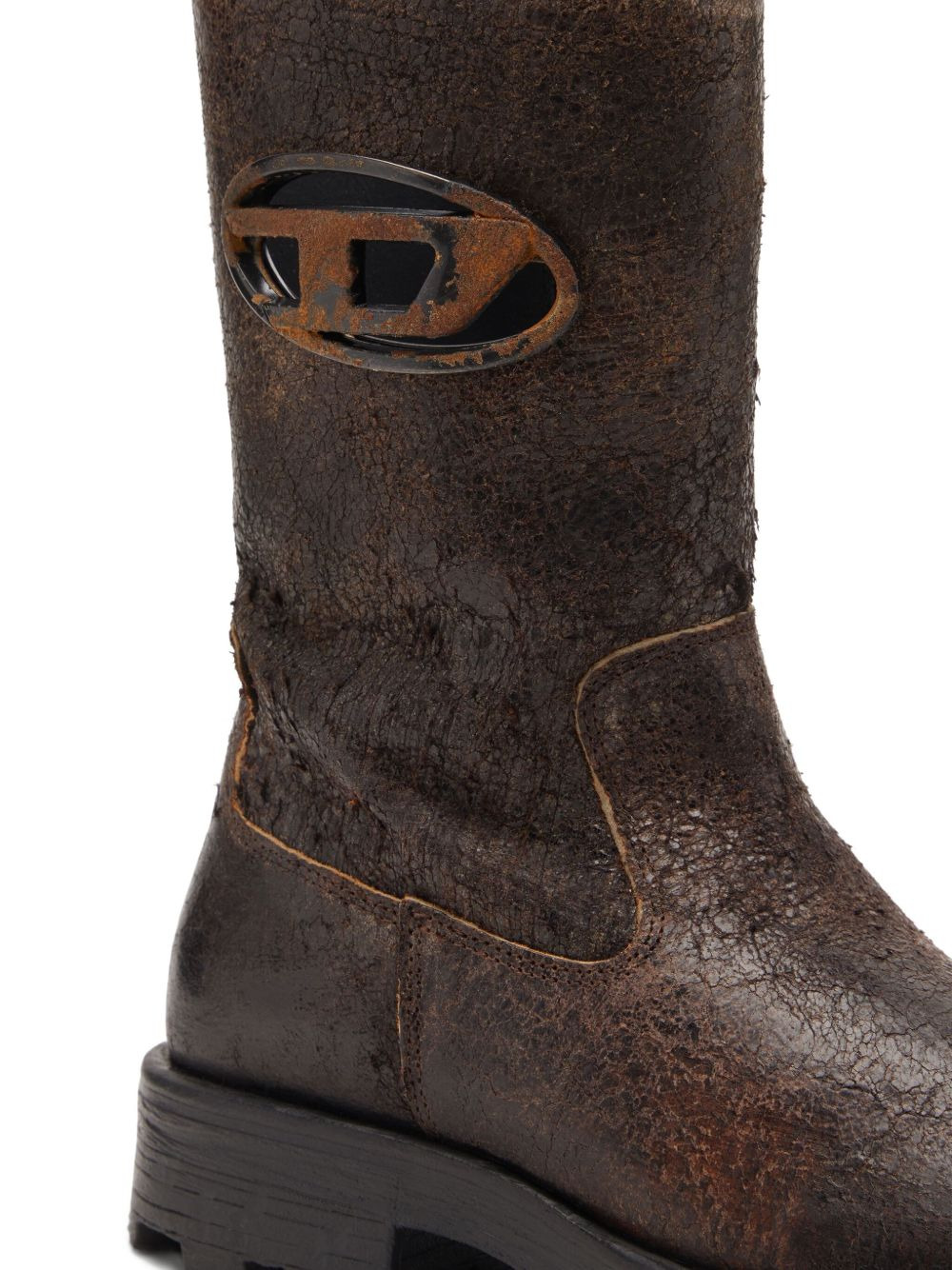 D-Hammer distressed crackled suede biker boot - 4