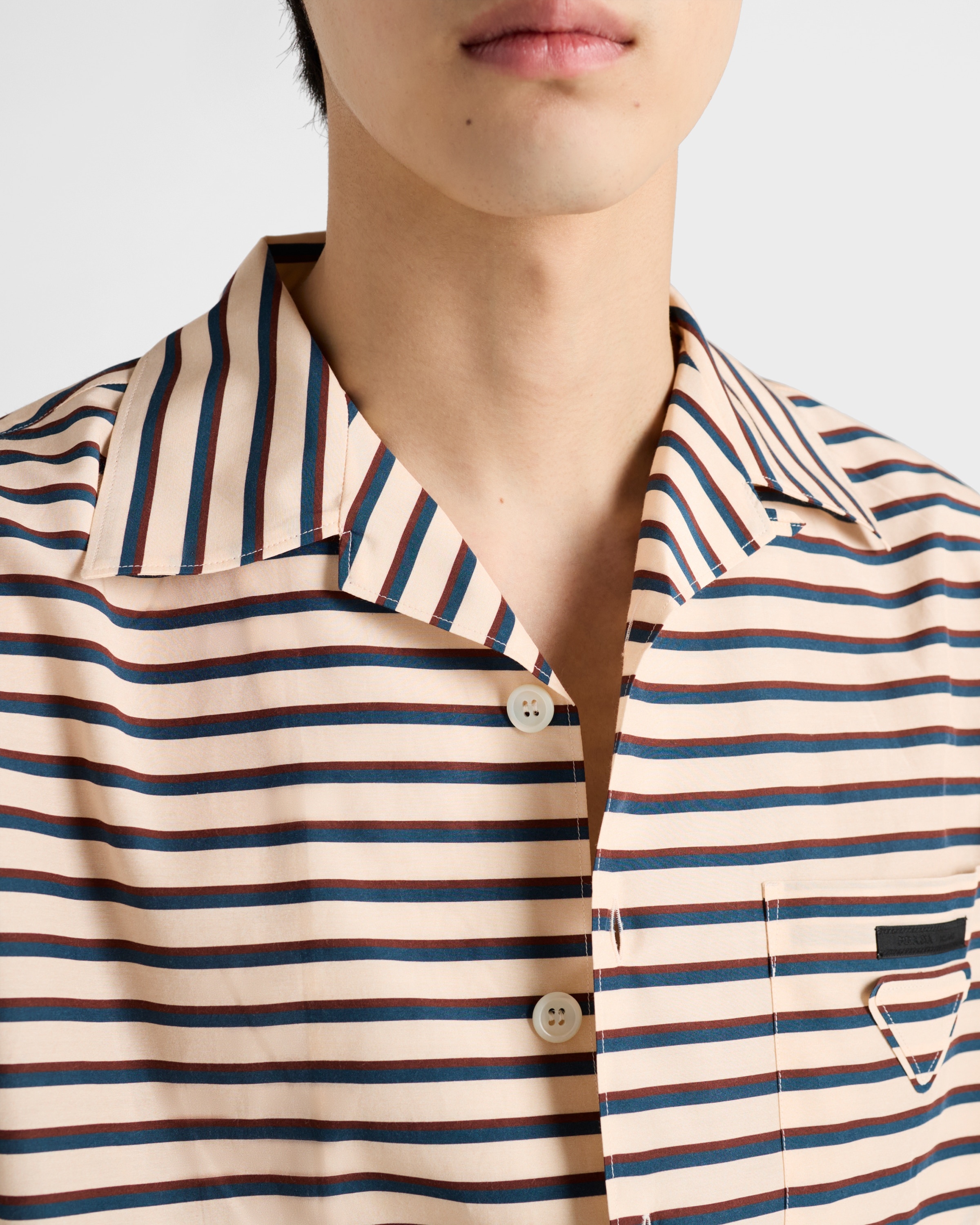 Striped cotton and silk bowling shirt - 4