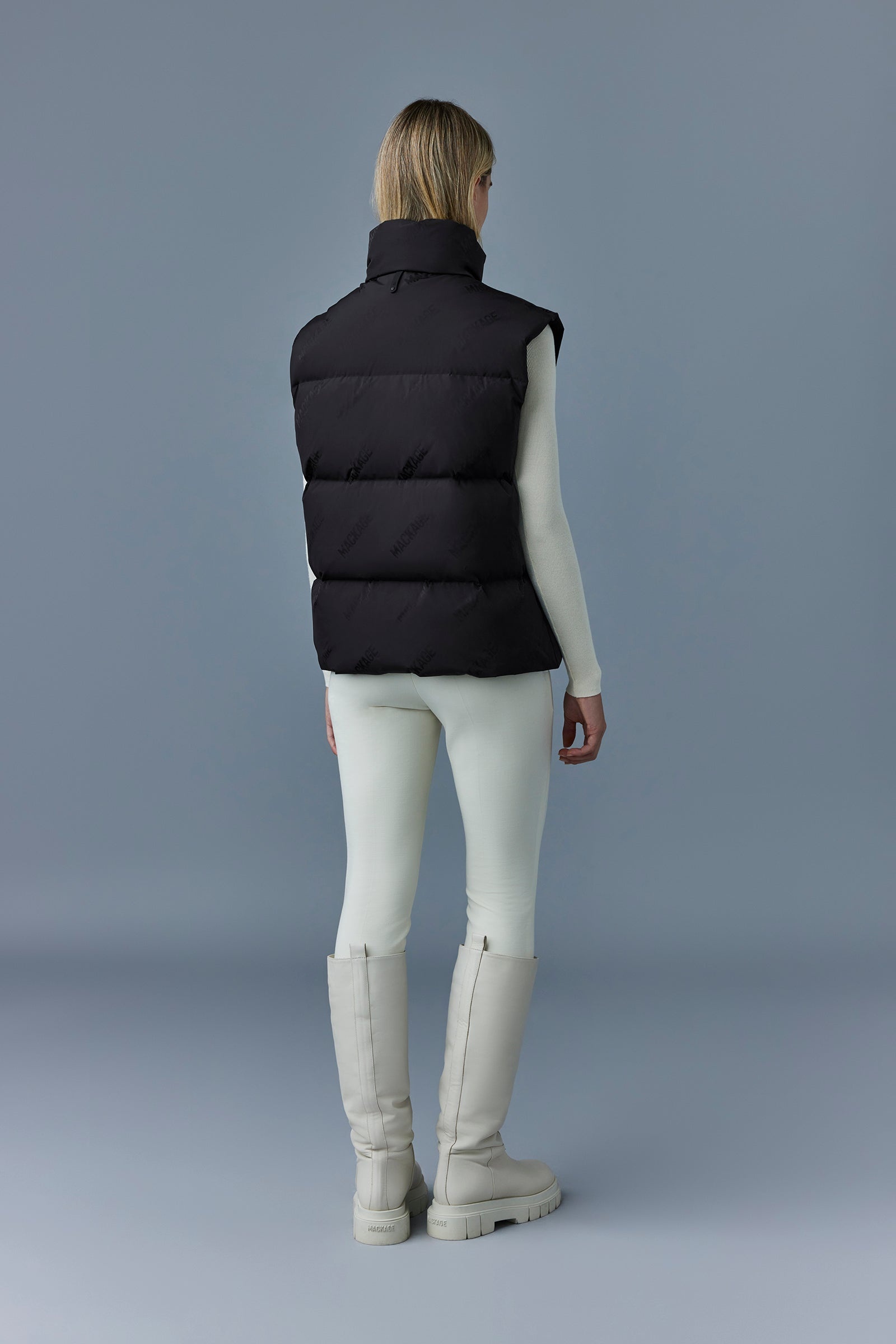 LARRY-CITYMG Jacquard logo pattern down vest - 5
