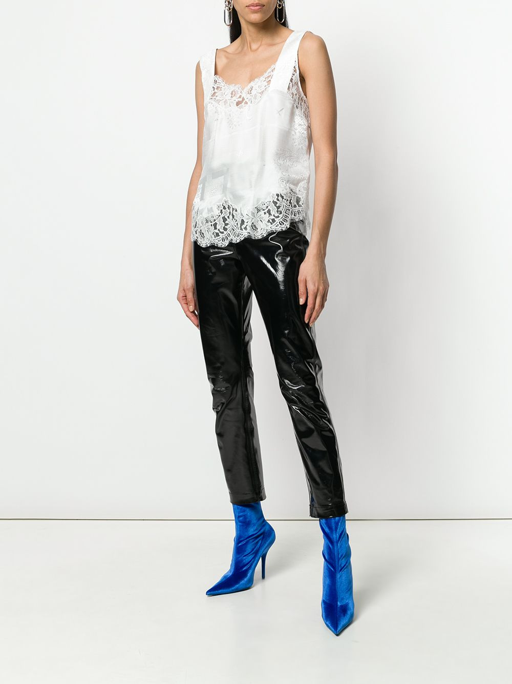 lace trim vest top - 2