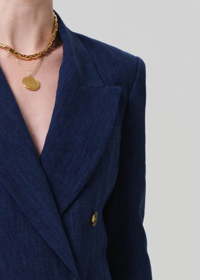 Chelsea Blazer Linen In Denim 5