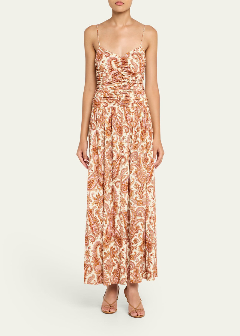 Cara Cara Azalea Paisley-Print Ruched Midi Dress outlook