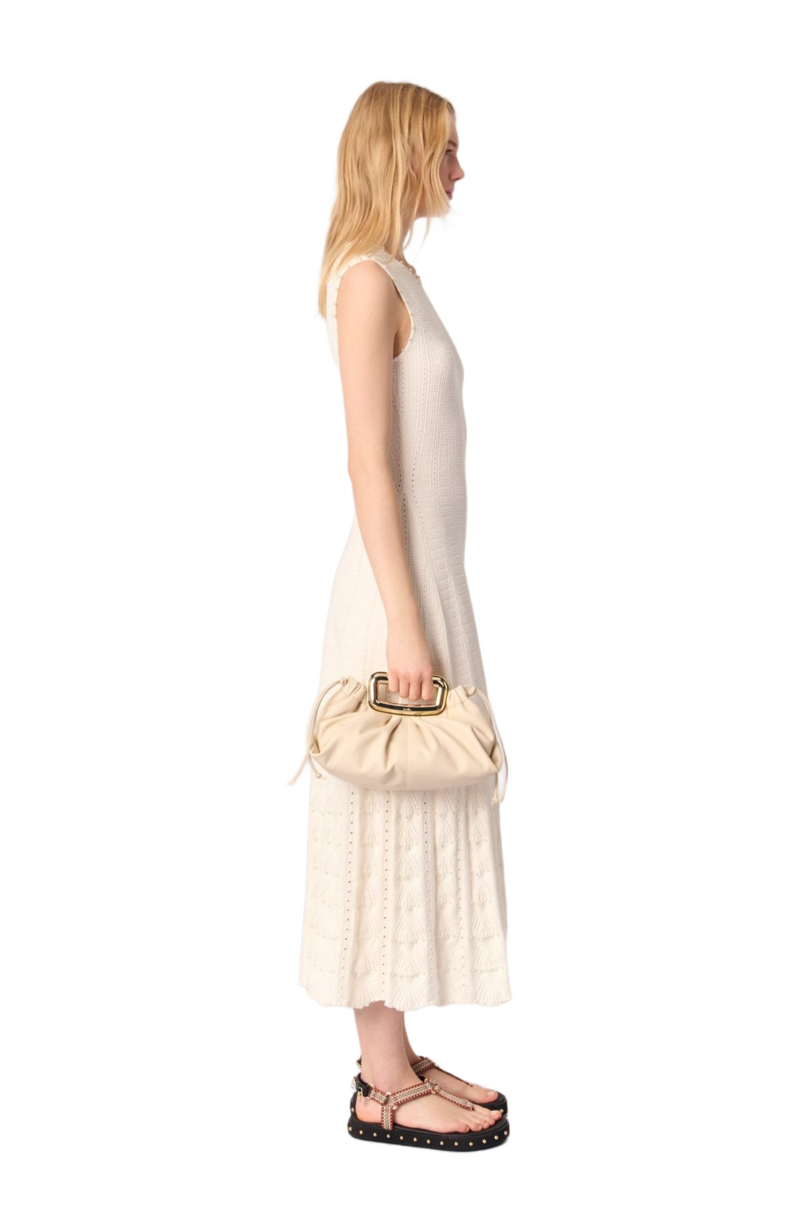 maje Beaded pointelle knit dress in White at Nordstrom - 3