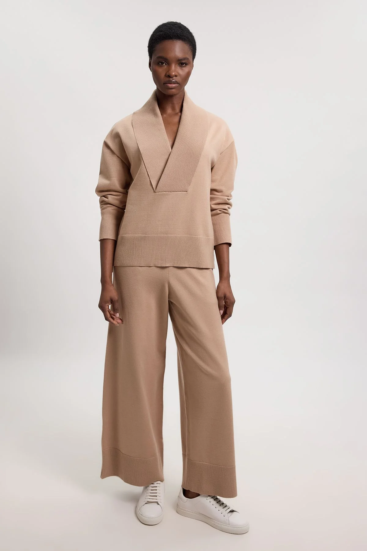 Wool Look Pocket Detail Knit Trousers - 1