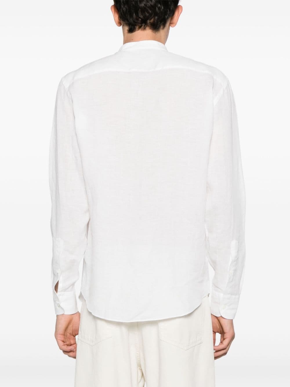 band-collar linen shirt - 4