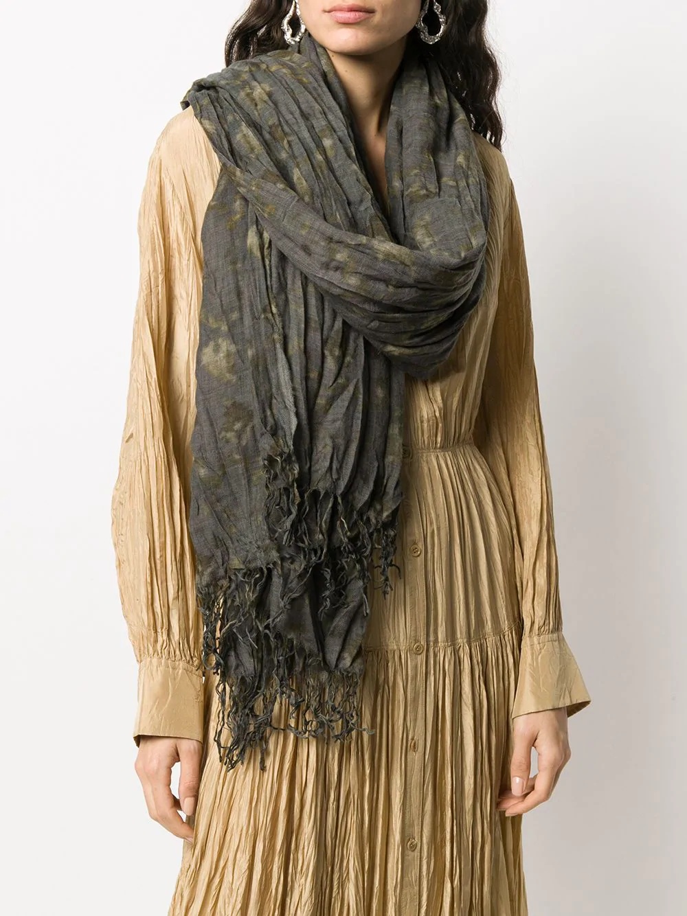 floral-print fringed scarf - 2