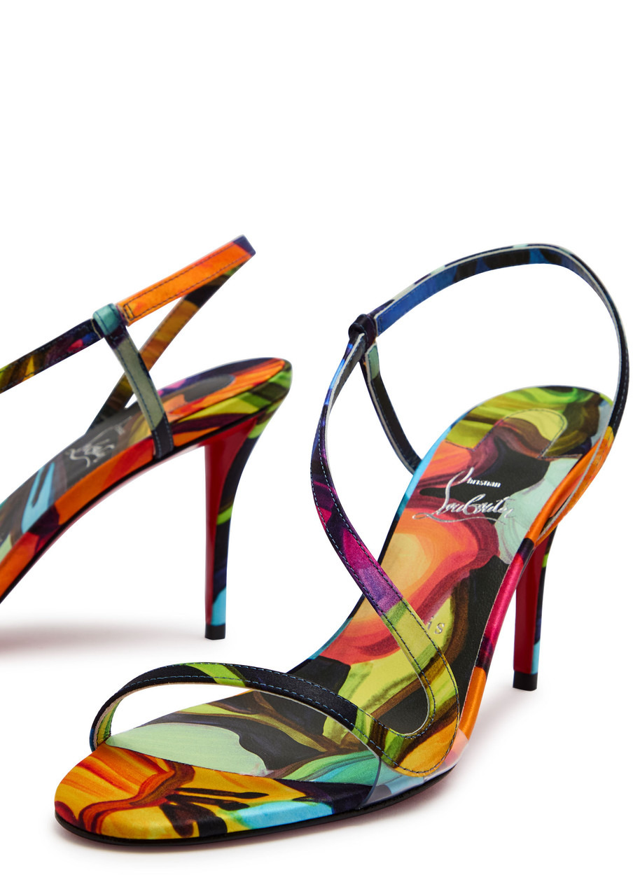 Christian Louboutin Rosa Z 80 Printed Satin Sandals - 4