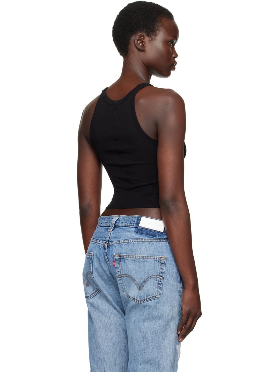 Black Hanes Edition Cropped Ribbed Tank Top - 3