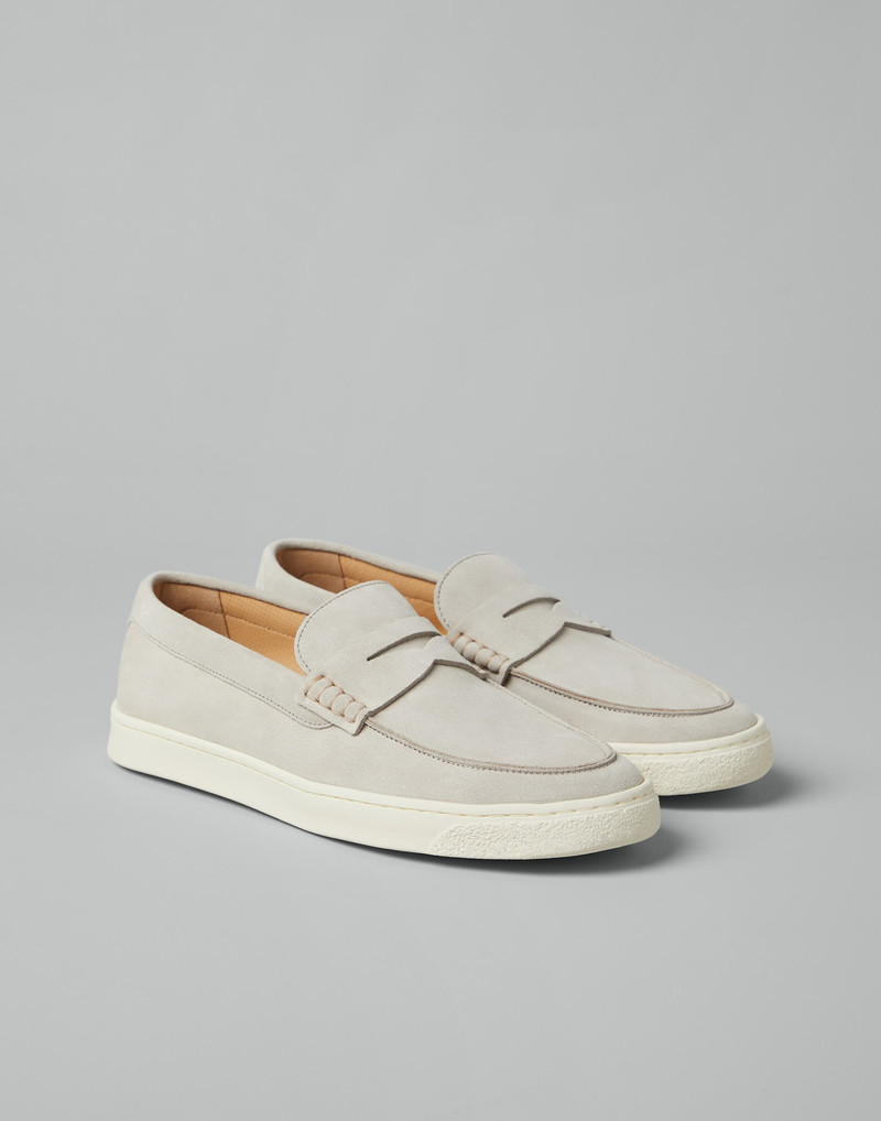 Suede loafer sneakers with natural rubber sole 1