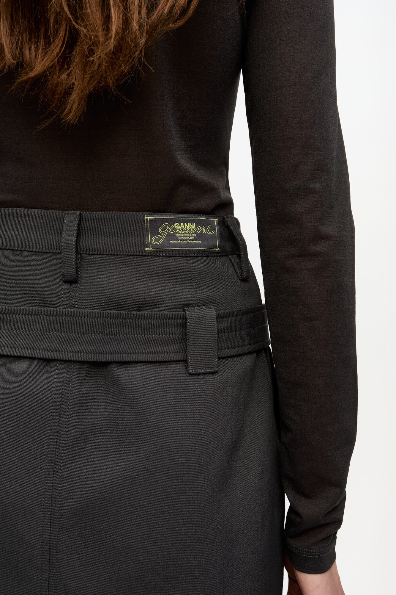 BLACK HEAVY TWILL MIDI SKIRT - 6