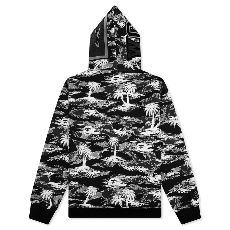 A BATHING APE® PALM TREE CAMO RELAXED FIT SHARK FULL ZIP HOODIE - BLACK outlook