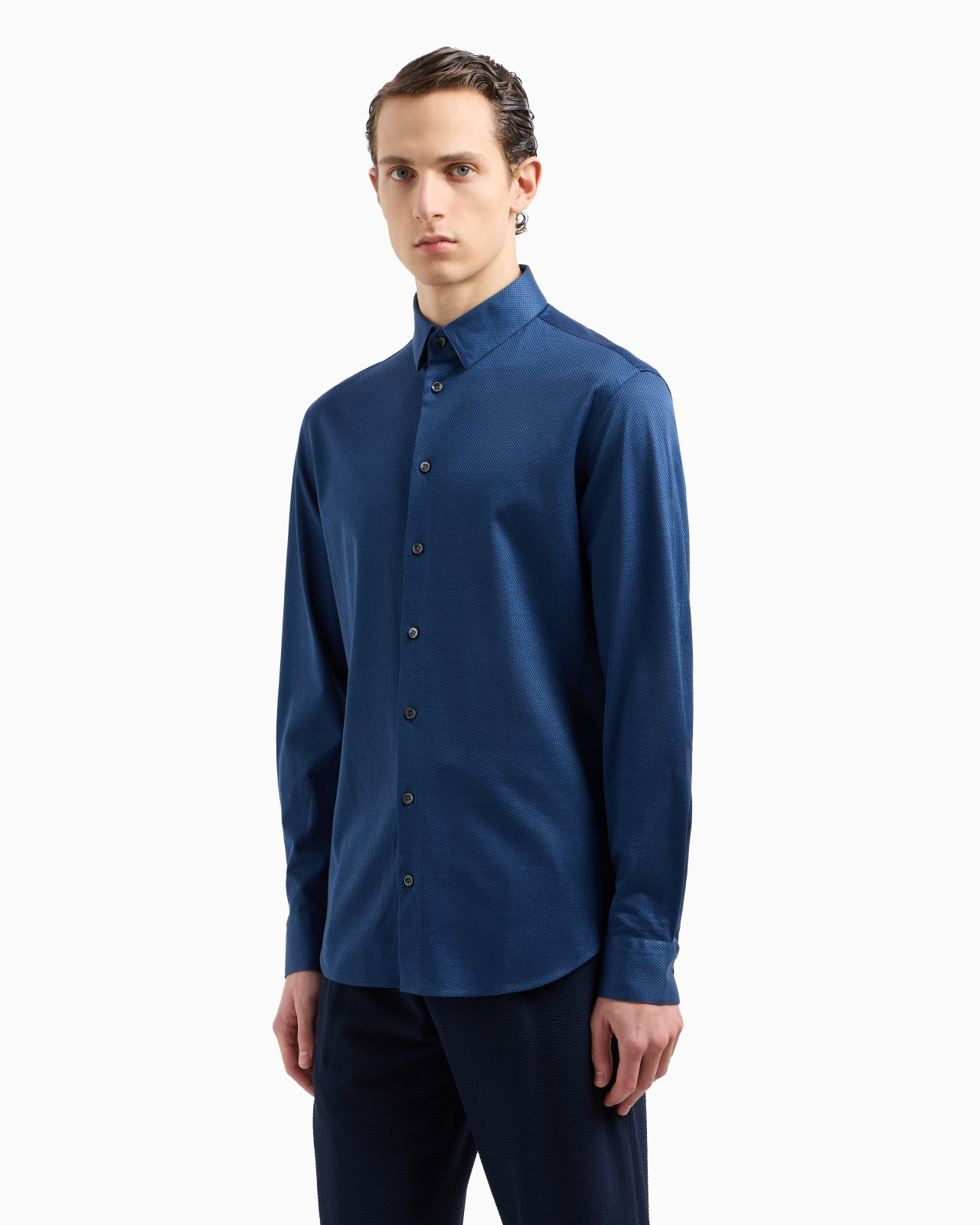 SLIM-FIT MICRO-ARMURE COTTON-JERSEY SHIRT - 4