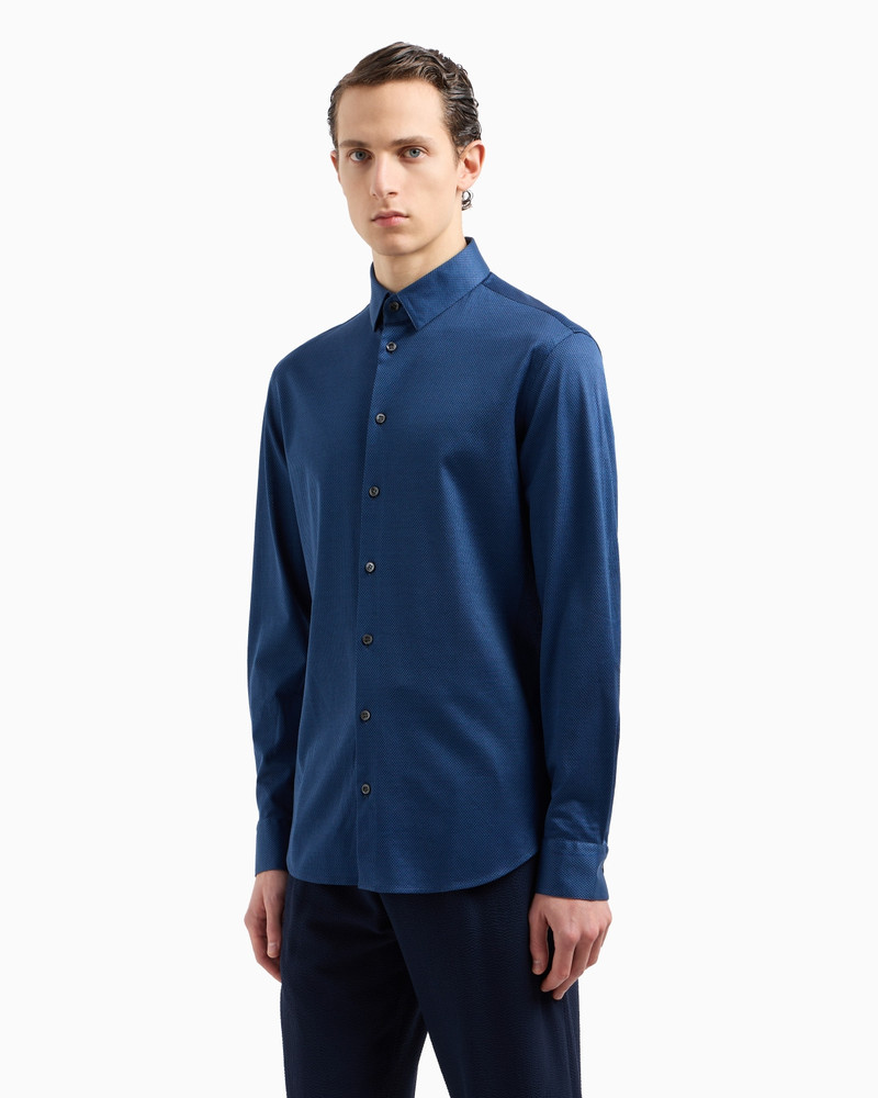 GIORGIO ARMANI SLIM-FIT MICRO-ARMURE COTTON-JERSEY SHIRT outlook
