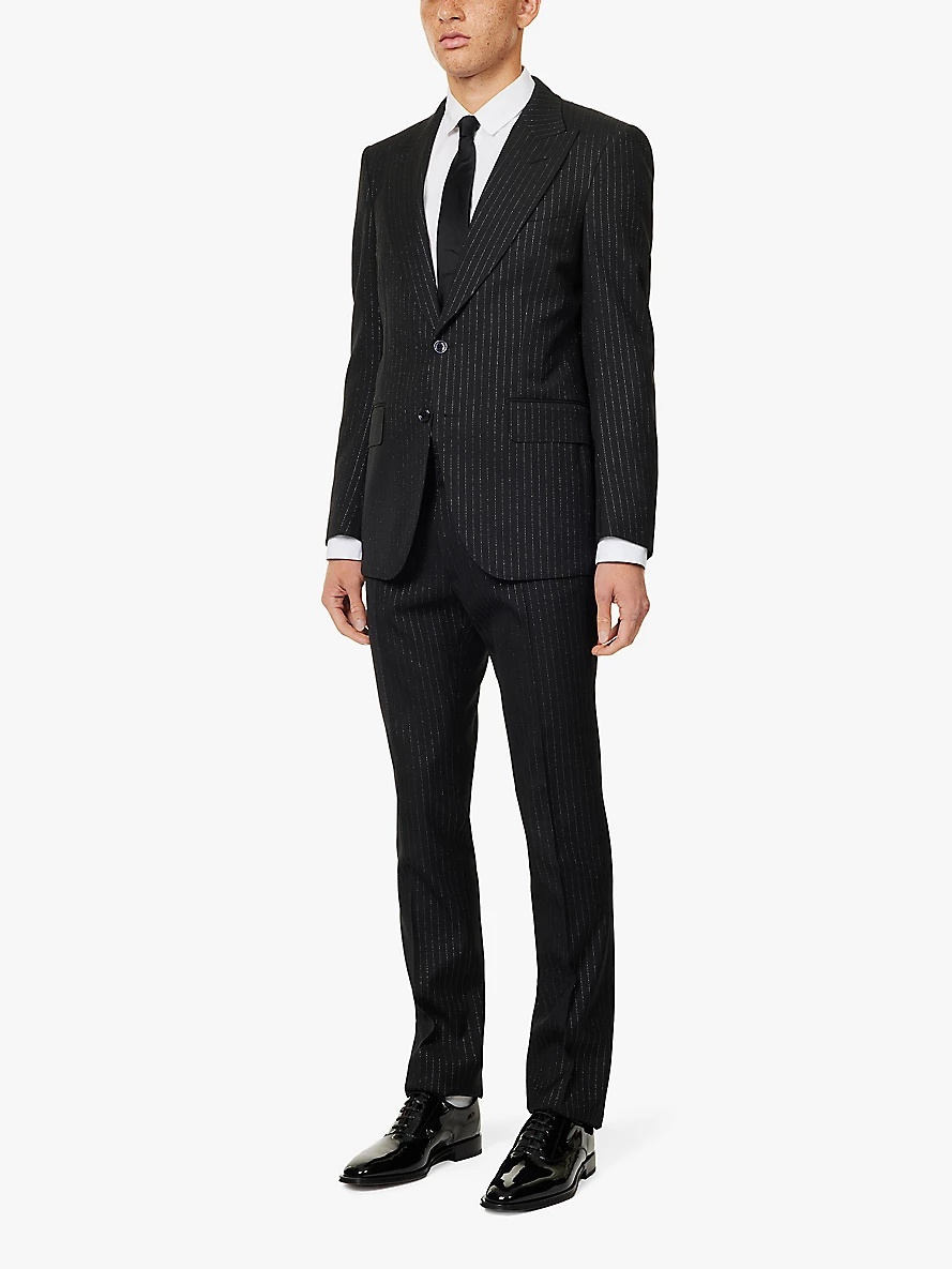 Striped single-breasted regular-fit wool-blend suit - 3