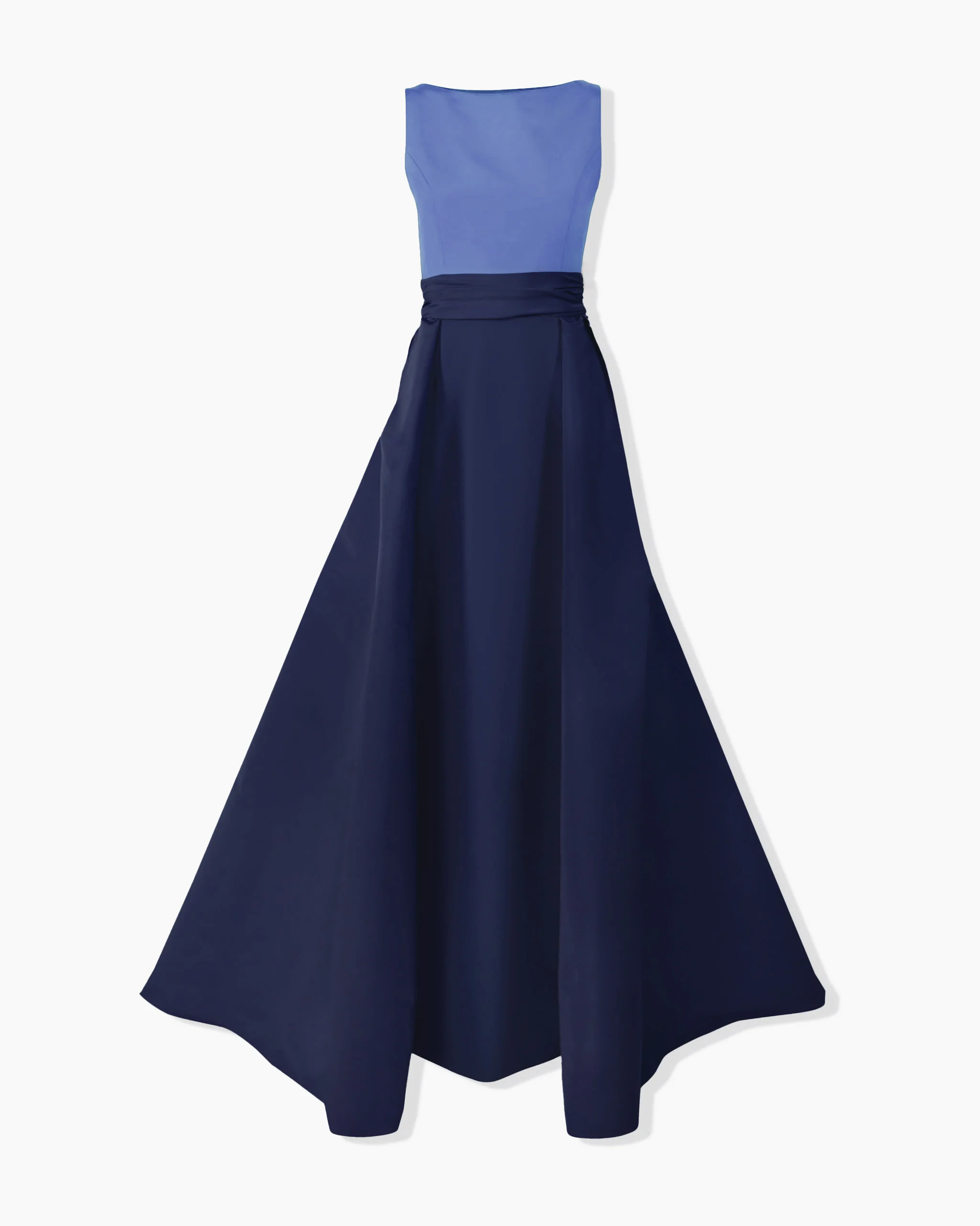 Color-Blocked Column Gown with Overskirt - 1