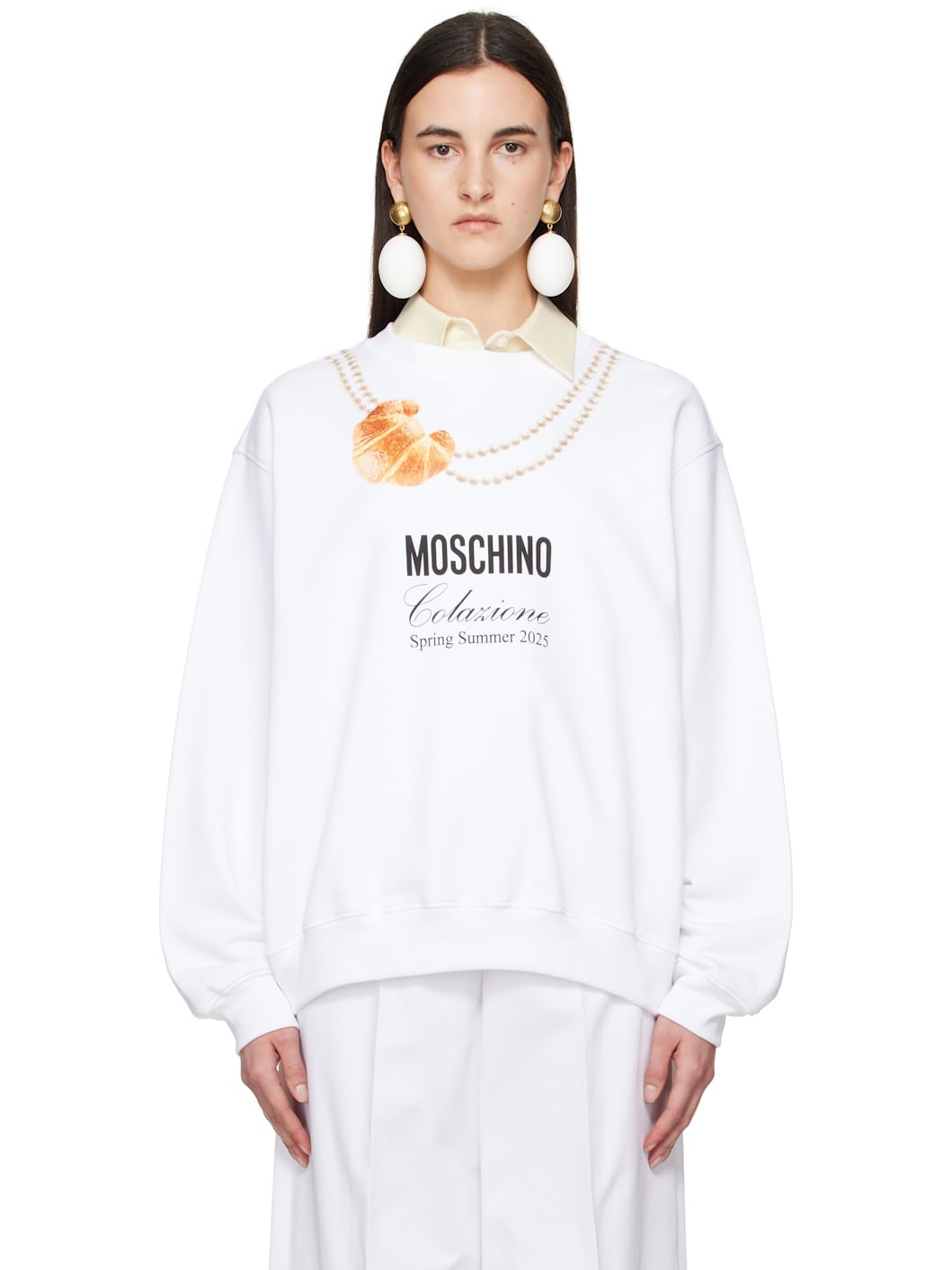 White 'Moschino' Breakfast Sweatshirt - 1