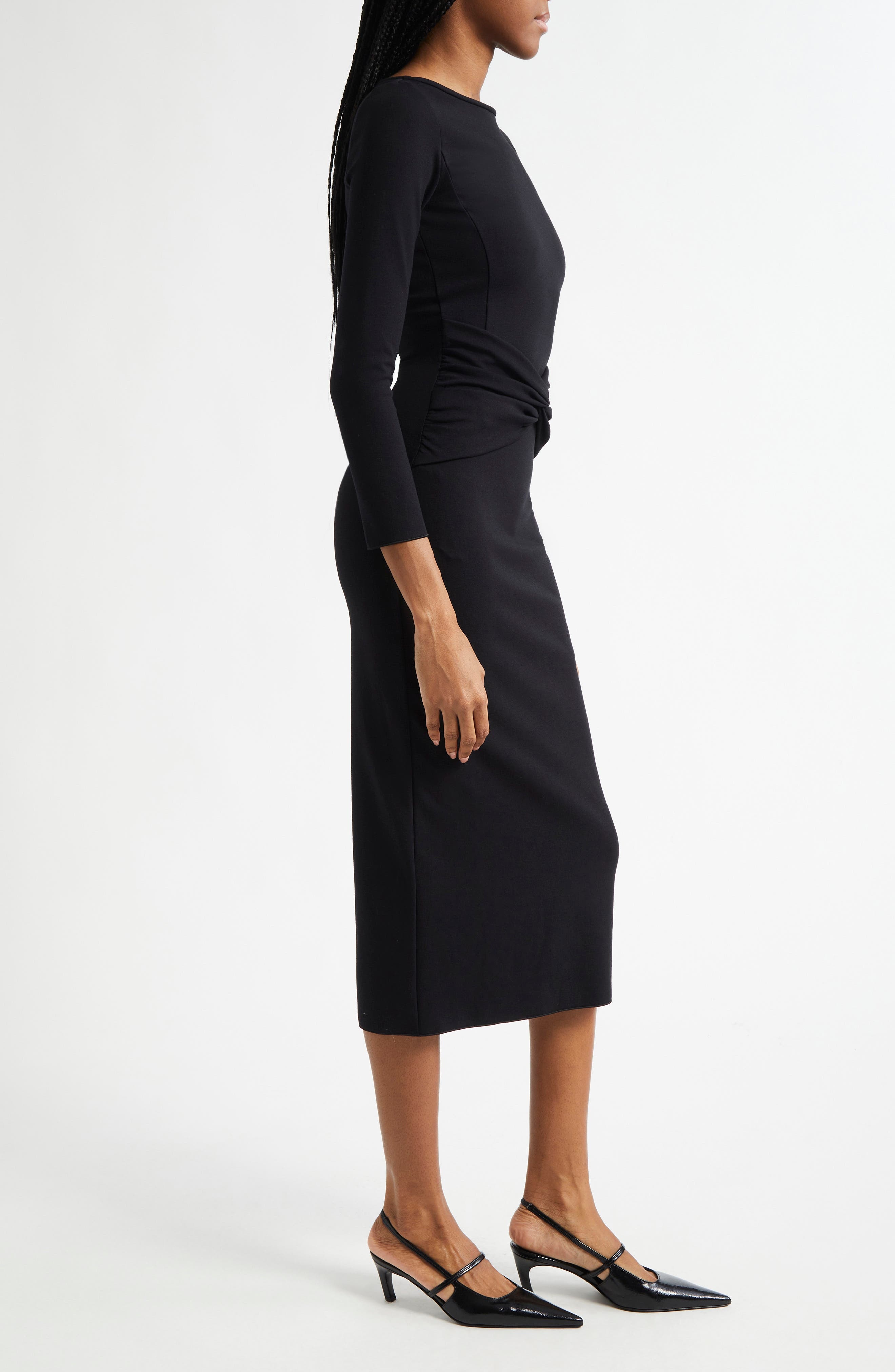 Emporio Armani Punto Milano Long Sleeve Jersey Dress in Black at Nordstrom - 3