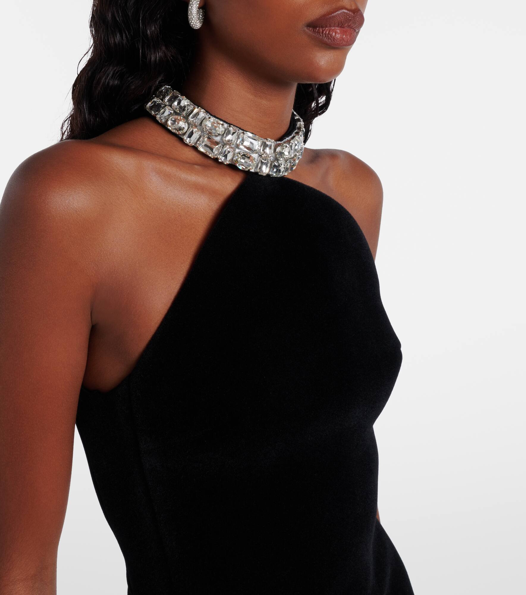 Crystal-embellished halterneck minidress - 4