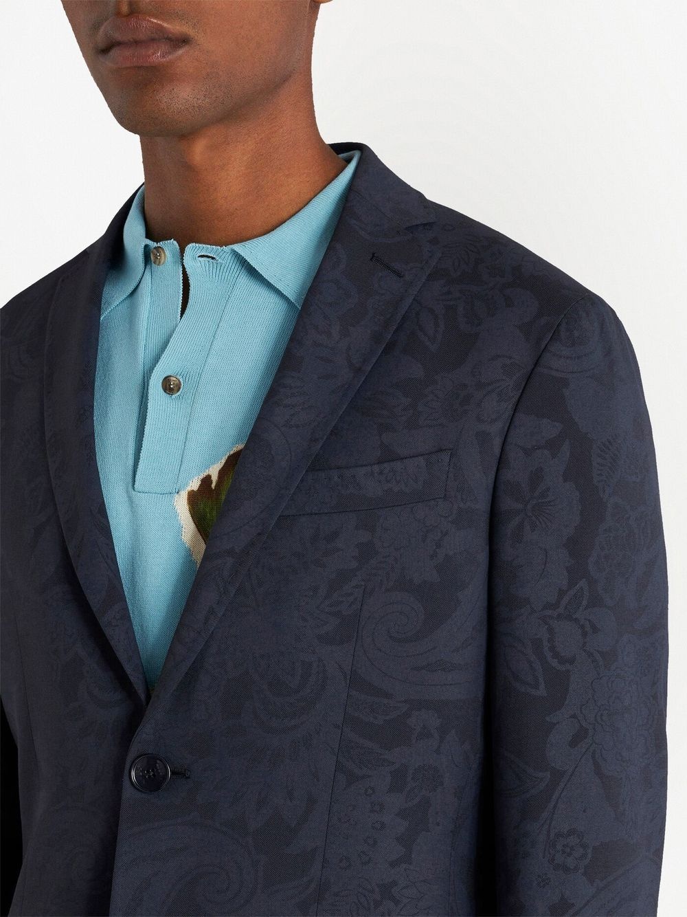 patterned-jacquard single-breasted blazer - 4