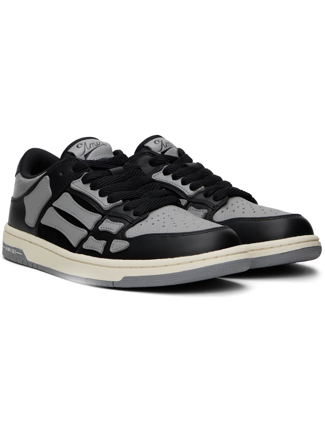 Black & Gray Skel-Top Low Sneakers - 4