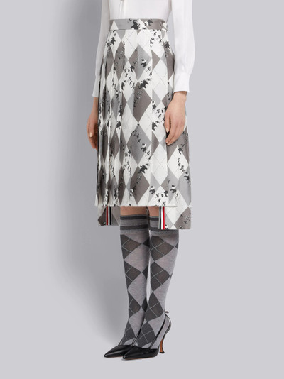 Thom Browne Medium Grey Argyle Print Animal Icon Silk Pleated Skirt outlook