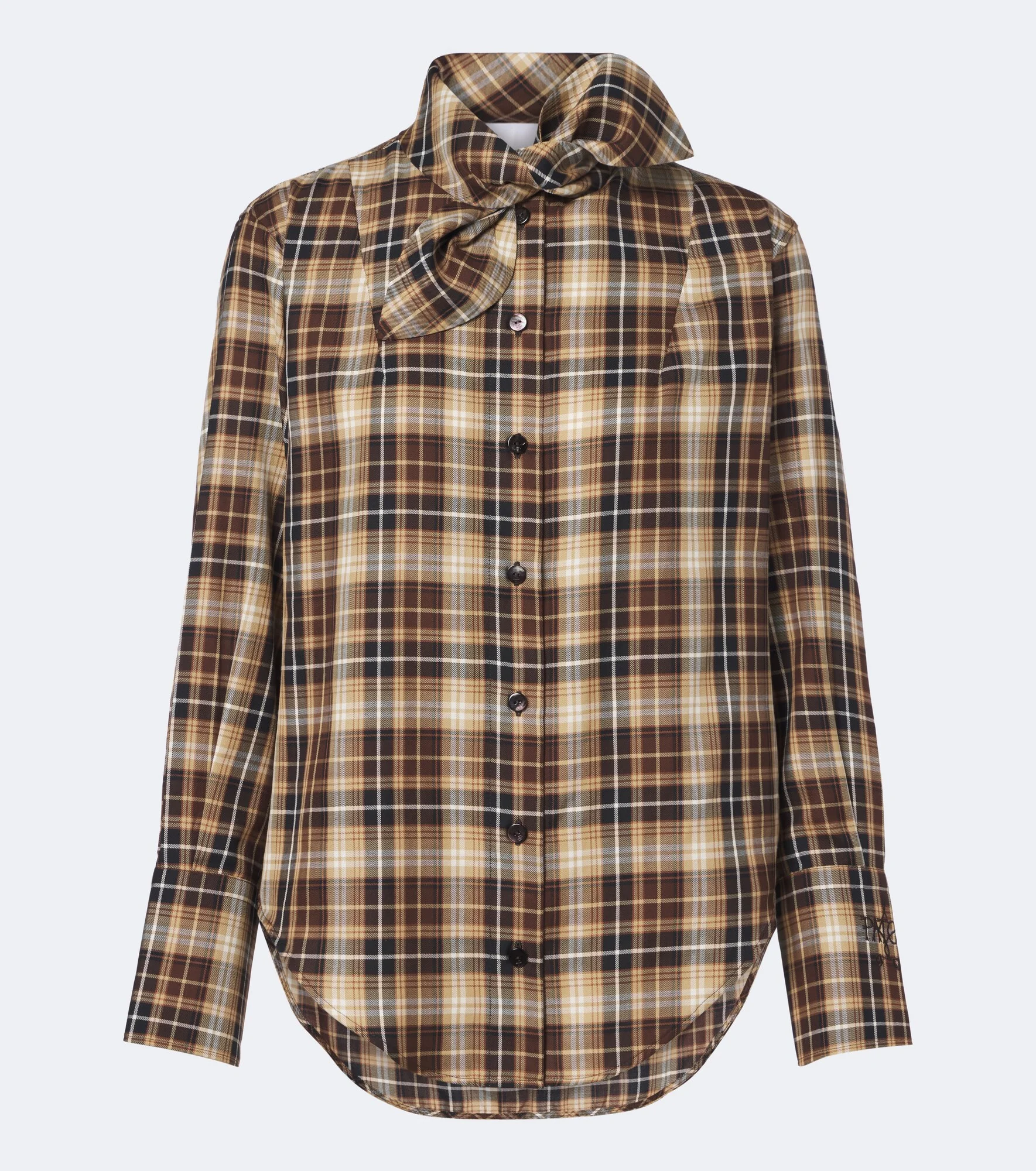 Bow-detail checked cotton shirt - 1
