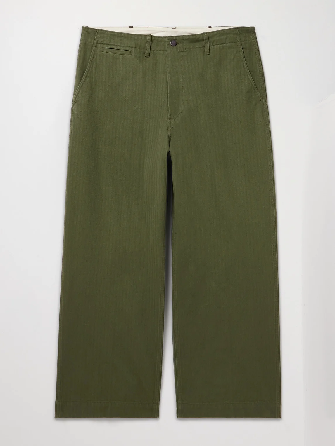 Wide-Leg Herringbone Cotton-Twill Trousers - 1