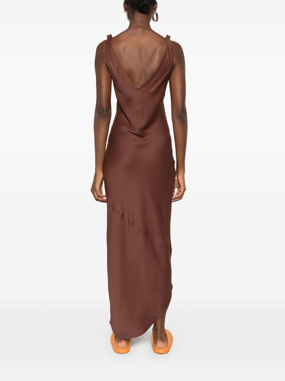 V-neck satin midi dress - 4