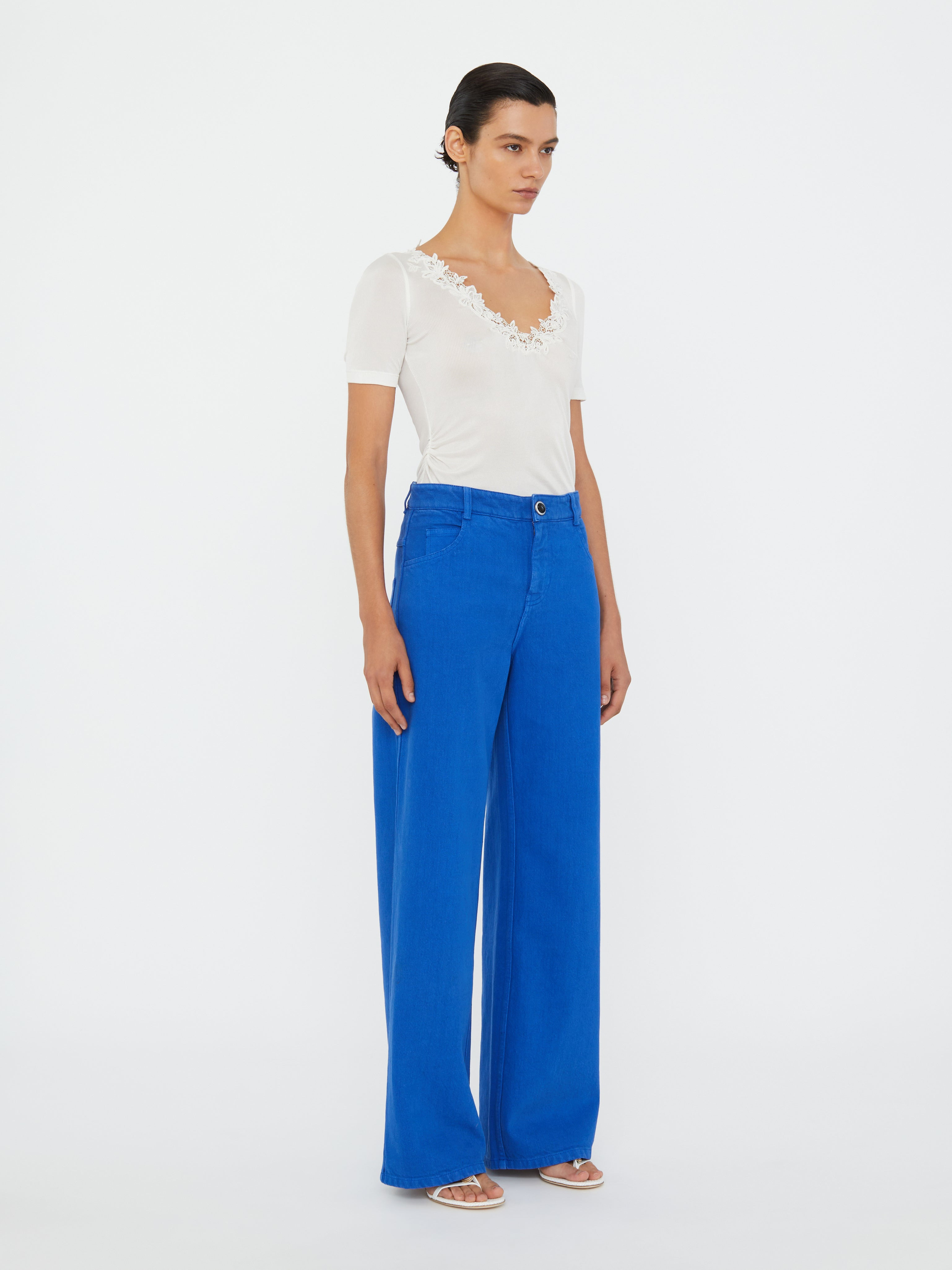 Hibiscus Embroidered Rib Tee - 3