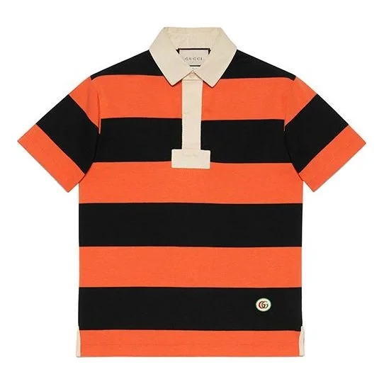 Gucci SS21 Striped Cotton Polo With Patch 'Orange Black' 645251-XJC6F-7252 - 1