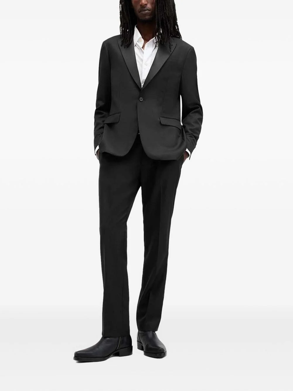 panel-lapel single-breasted blazer - 1