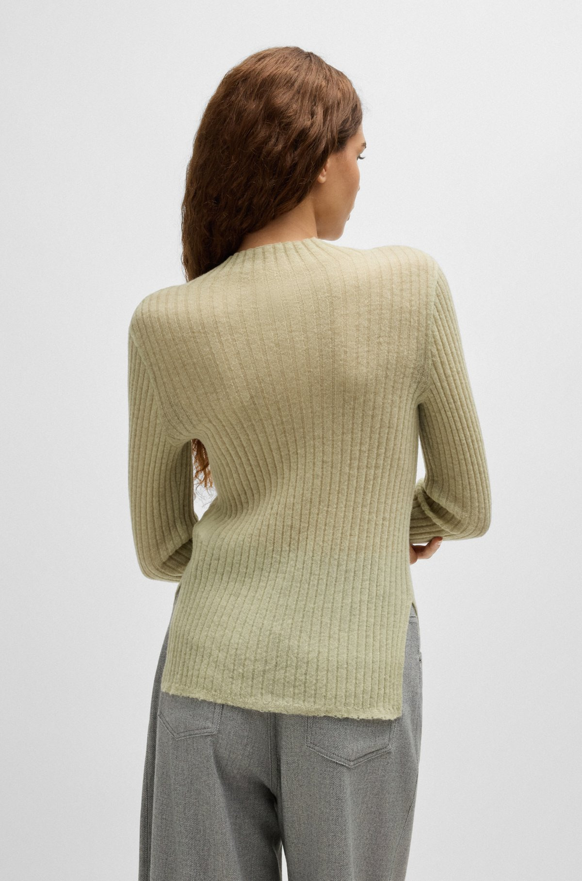 WOOL-BLEND SLIM-FIT SWEATER WITH SIDE SLITS - 4
