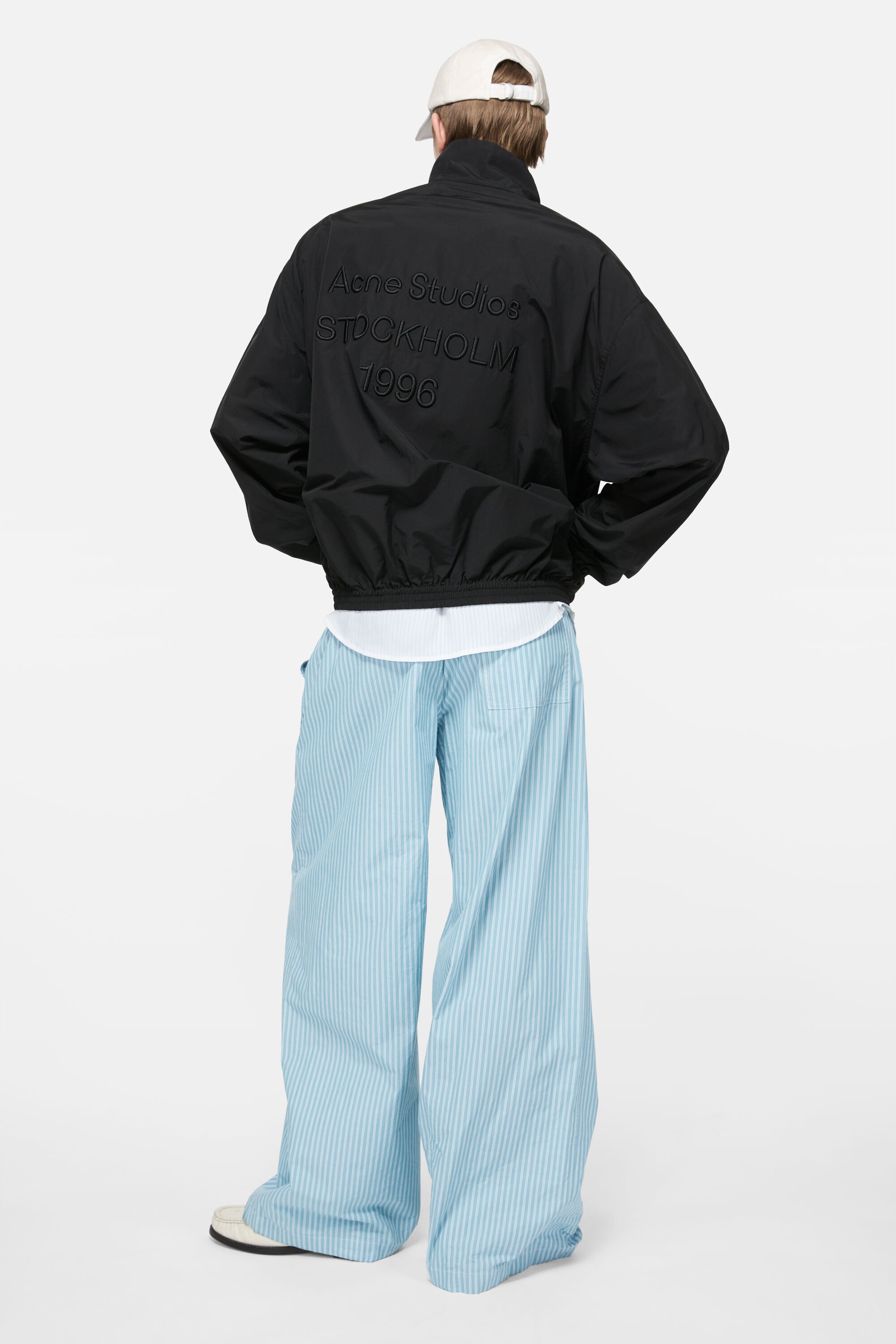 Striped cotton trousers - Turquoise blue - 3