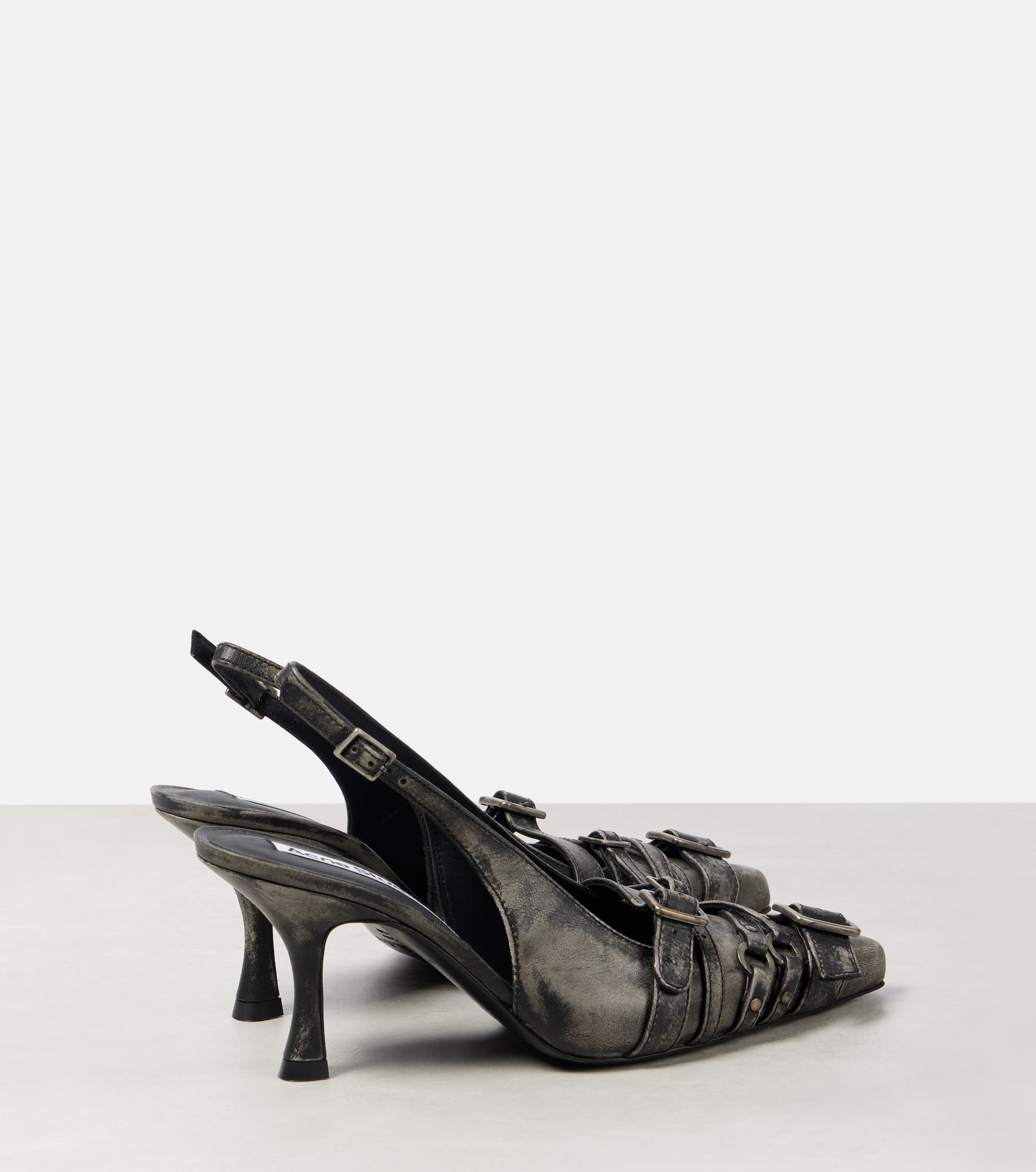 Buckle-detail leather slingback pumps - 2