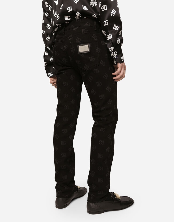 Black skinny jeans with all-over DG logo print - 4