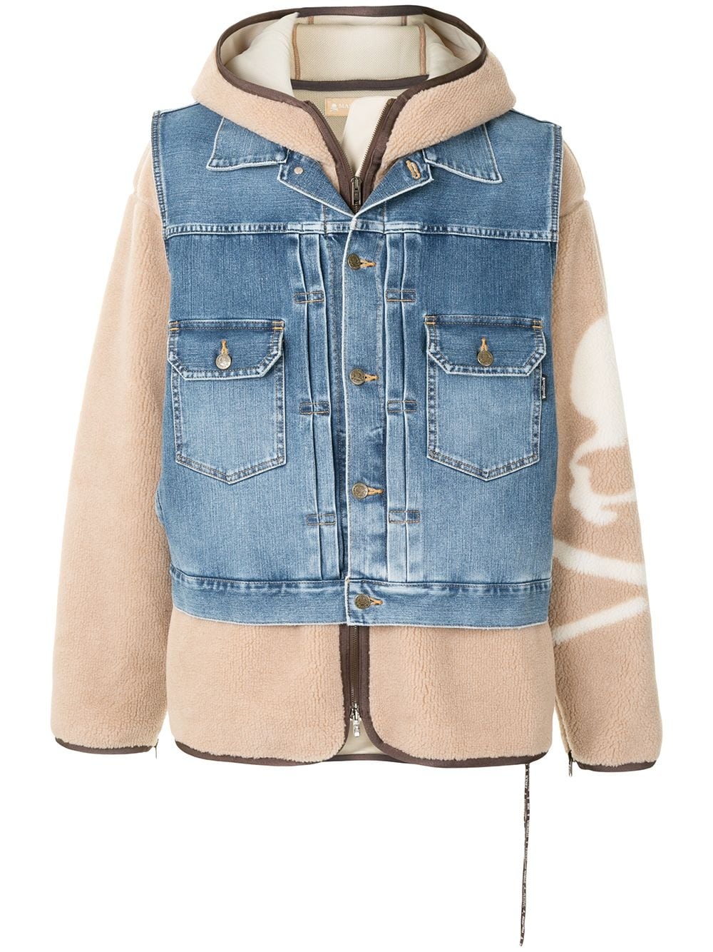 shearling denim jacket - 1