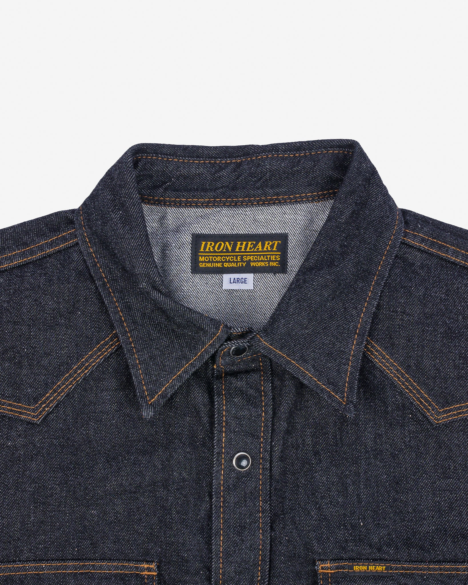 IHSH-33-BLK 12oz Selvedge Denim Western Shirt - Black - 14