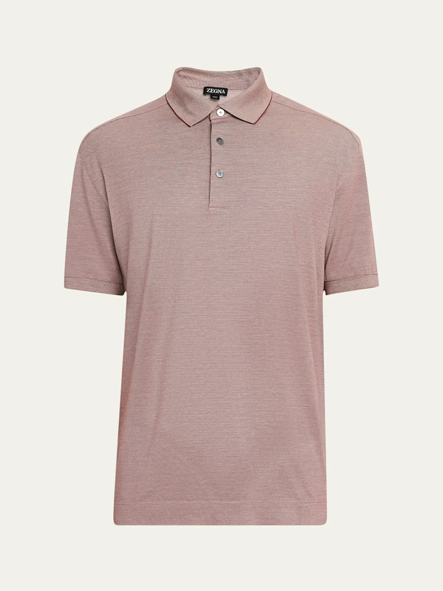 Men's Cotton and Silk Tipped Polo Shirt - 1