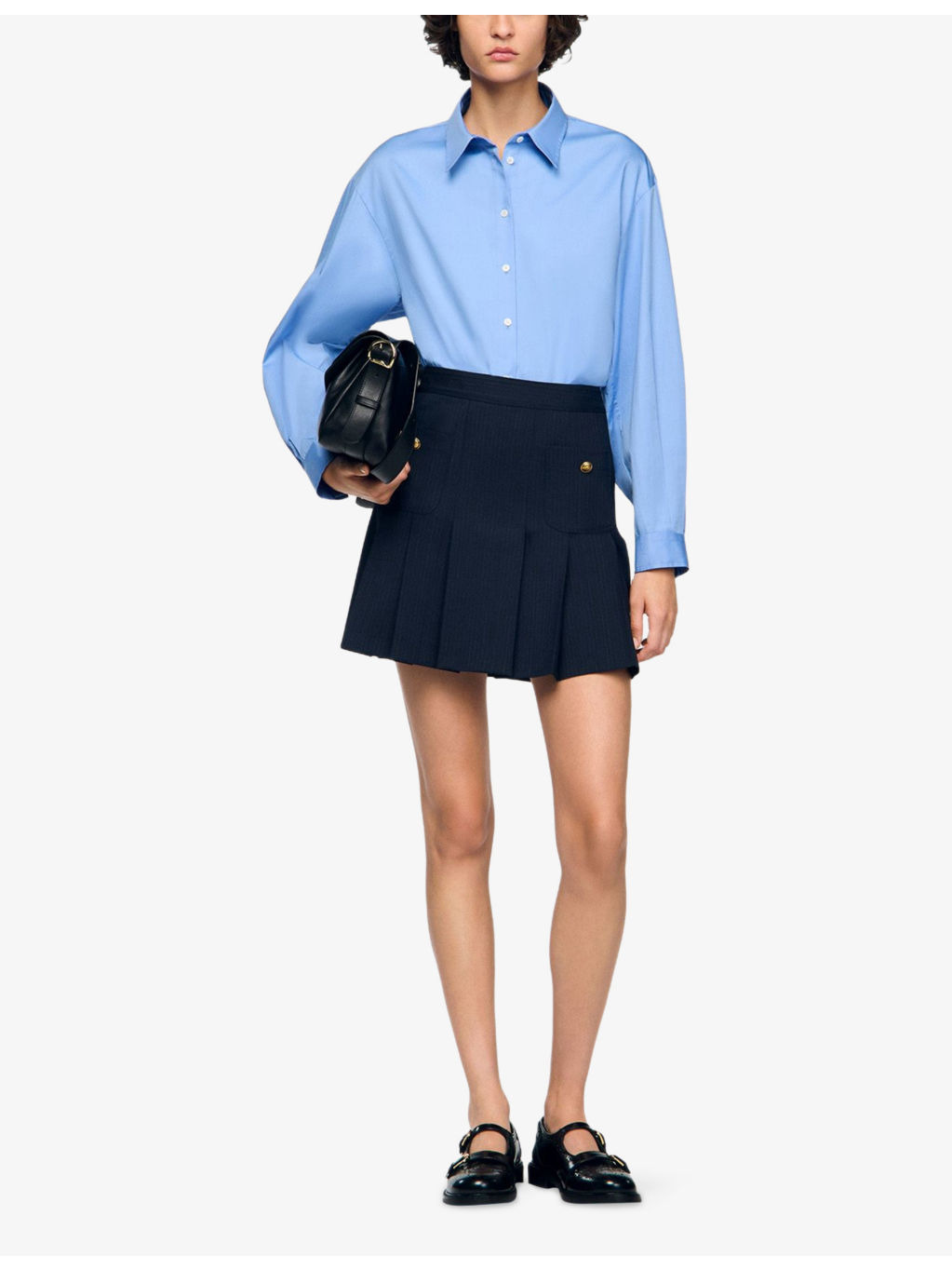 Striped Flared Stretch-Wool Mini Skirt - 2