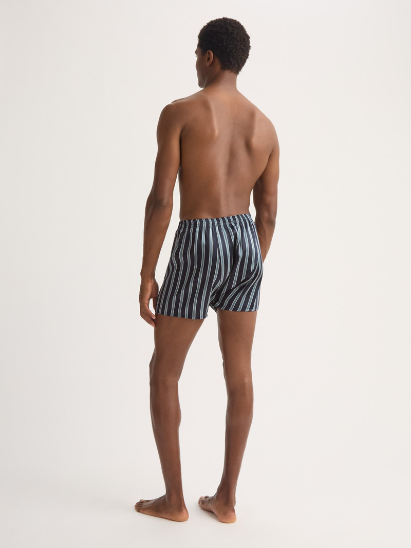 Men's Classic Fit Boxers Silk Navy Blue & Blue Stripe 4