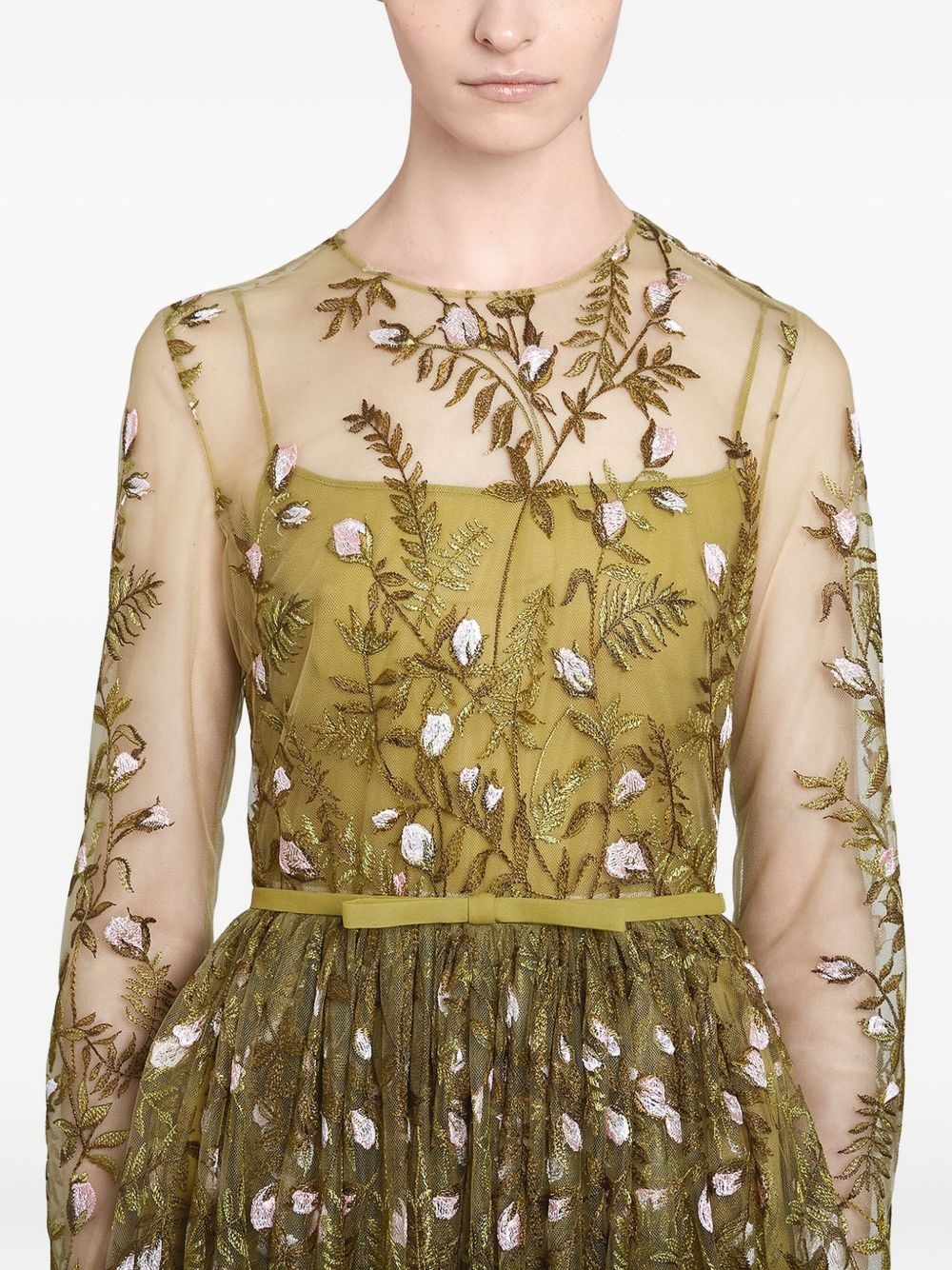 embroidered tulle long dress - 6