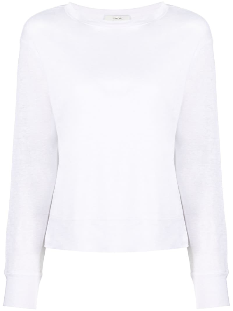 slub-texture linen sweatshirt - 2