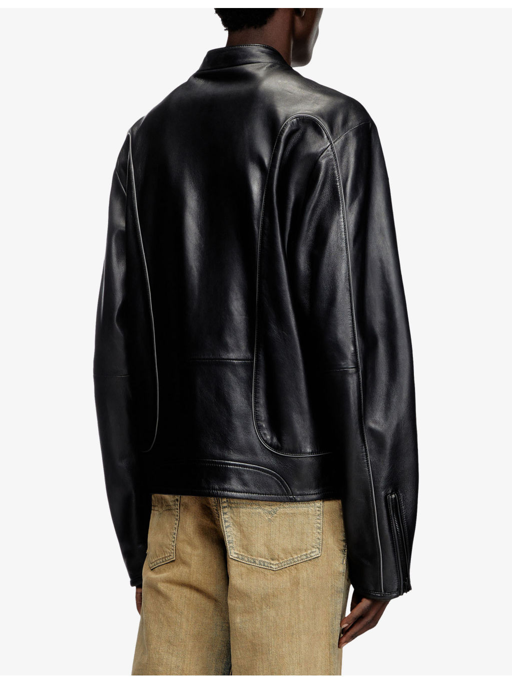 L-Krixy Brand-Embossed Regular-Fit Leather Jacket - 4