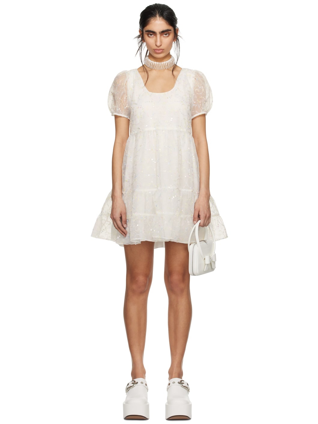 SSENSE Exclusive White Gathered Minidress - 1