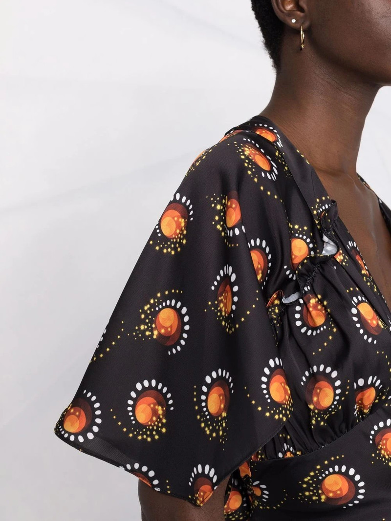 motif-print V-neck top 3