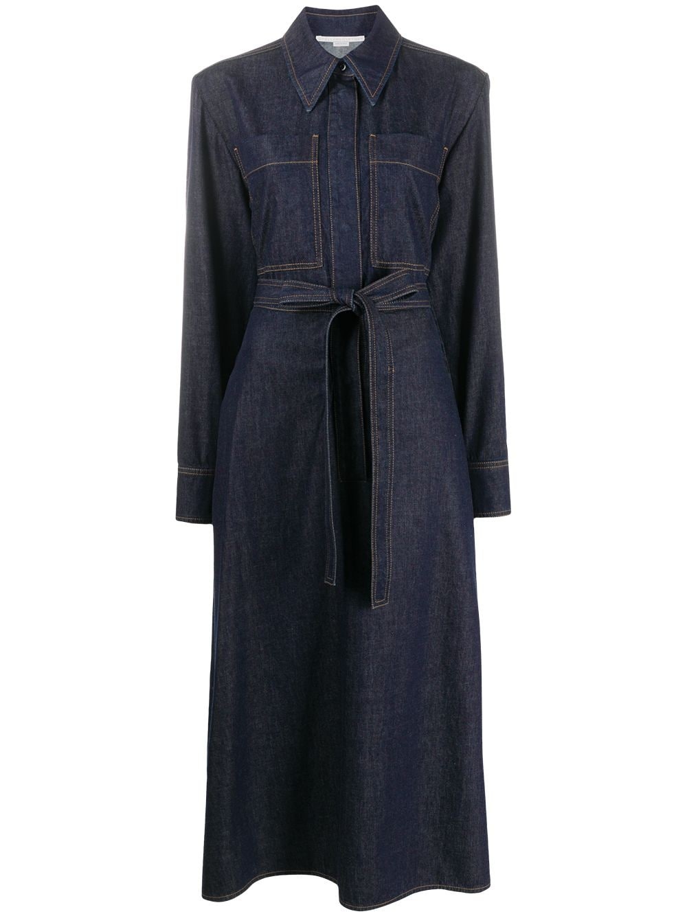 Riley draped belted denim dress - 1