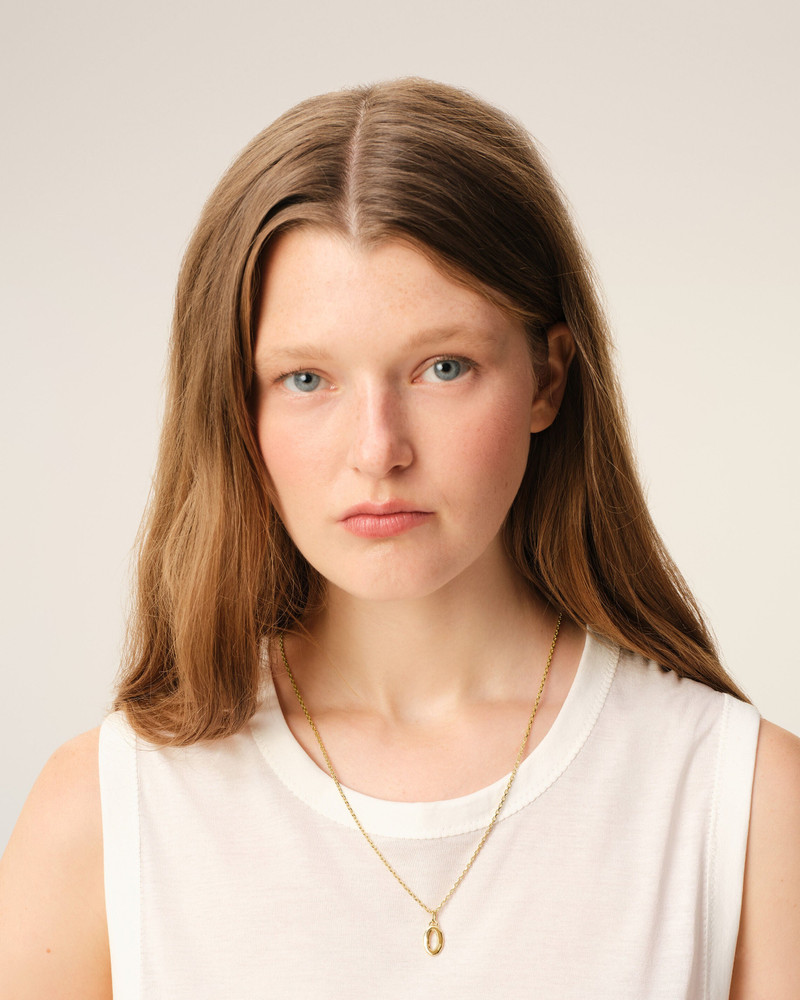 AMI Paris GOLD BRASS HAMMERED "0" PENDANT NECKLACE outlook