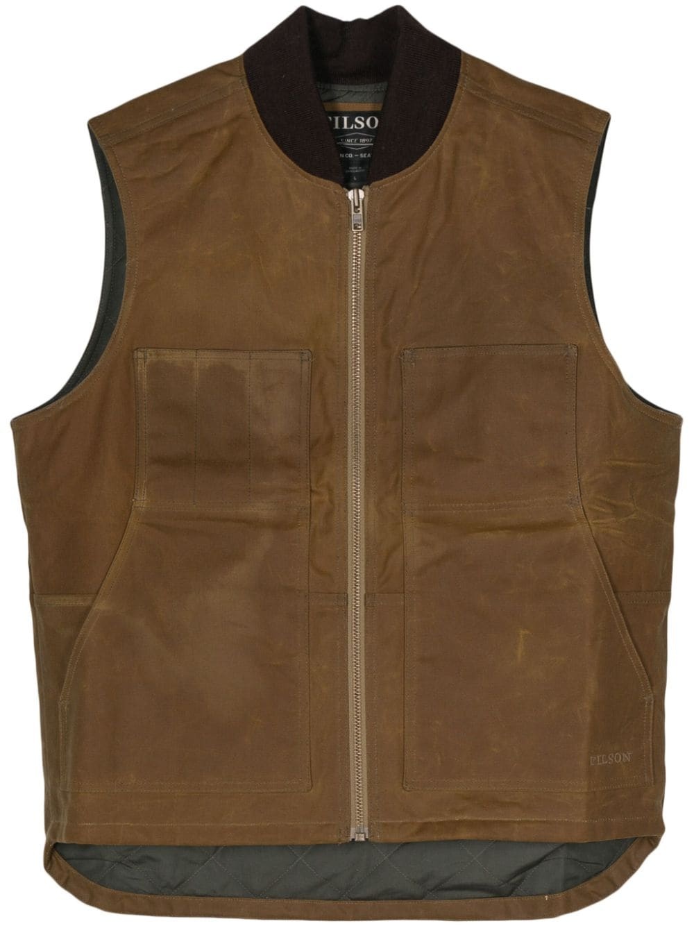 logo-embroidered cotton gilet - 1