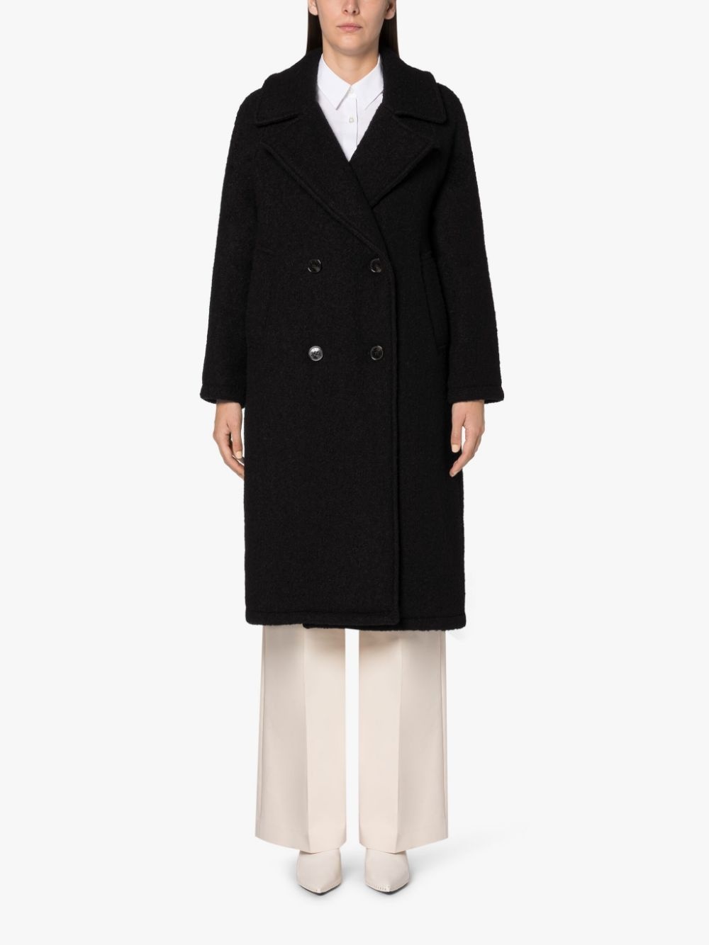 ROBINA NAVY VIRGIN WOOL BLEND DOUBLE BREASTED COAT - 3